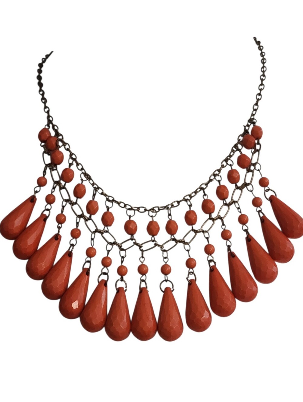Orange Teardrop Necklace Statement